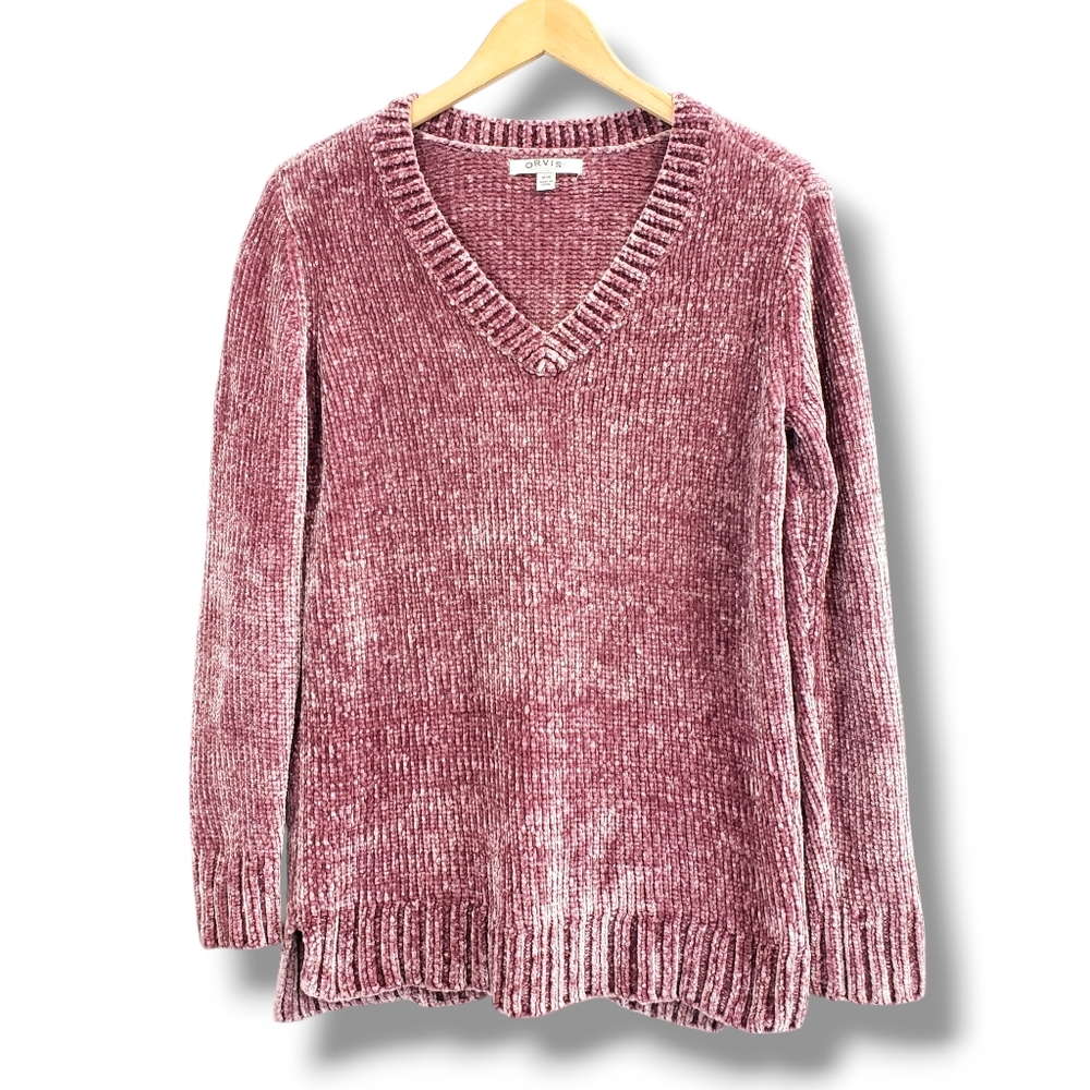 Orvis Cozy Rose Pink Fuzzy Long-length Crew Sweater Size Medium